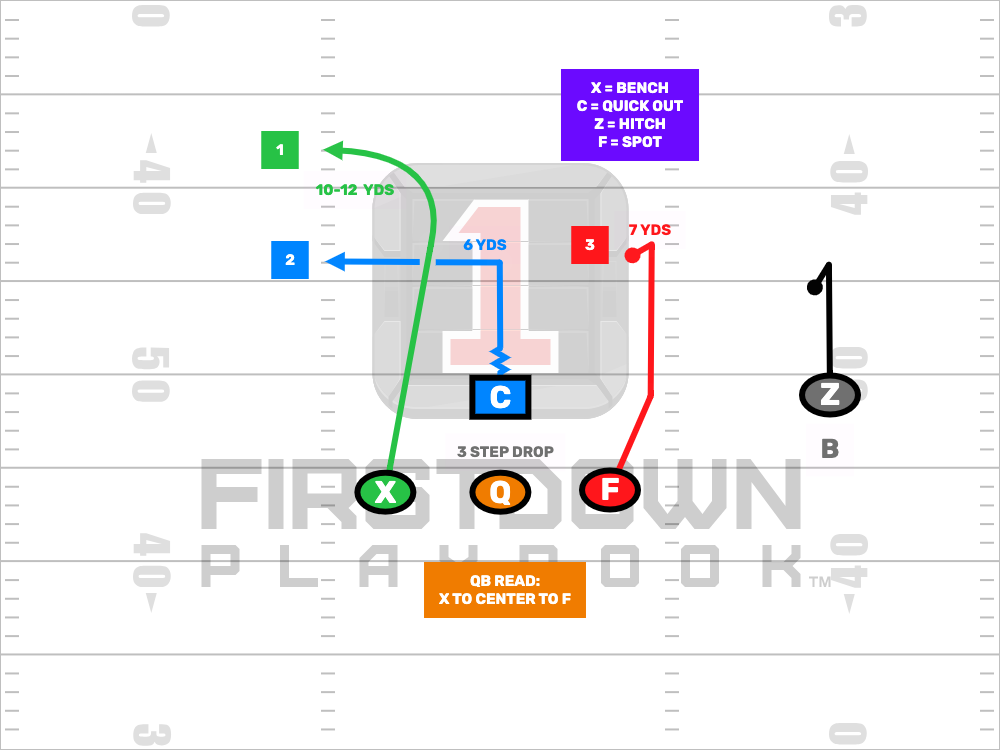 BENGALS BENCH PASS | Editable Football Play Drawing